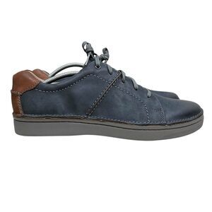 Clarks Mens‎ Sneakers Kitna Navy Leather Lace Up Cushion Soft Footbed Sz 12M